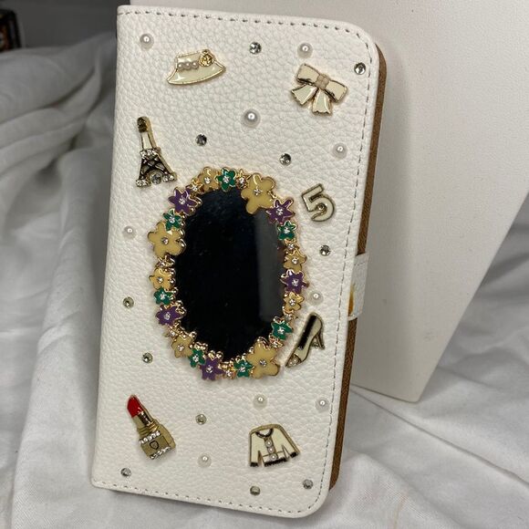 Other - Bling Phone Case S7 w/Mirror Eiffel Tower Paris‎ Wallet w/2 Card Slots Fun Cover